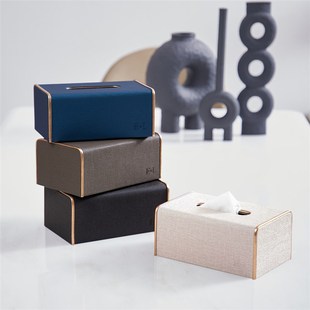 轻奢皮革简c约新款 皮家用客厅创意纸抽盒酒店纸巾盒样板间定制LOG