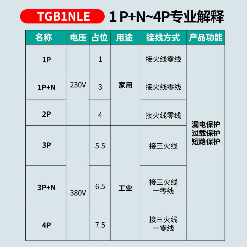 天正 漏电保护开关断路器带空气开关电闸2p空开220v家用63a带漏保