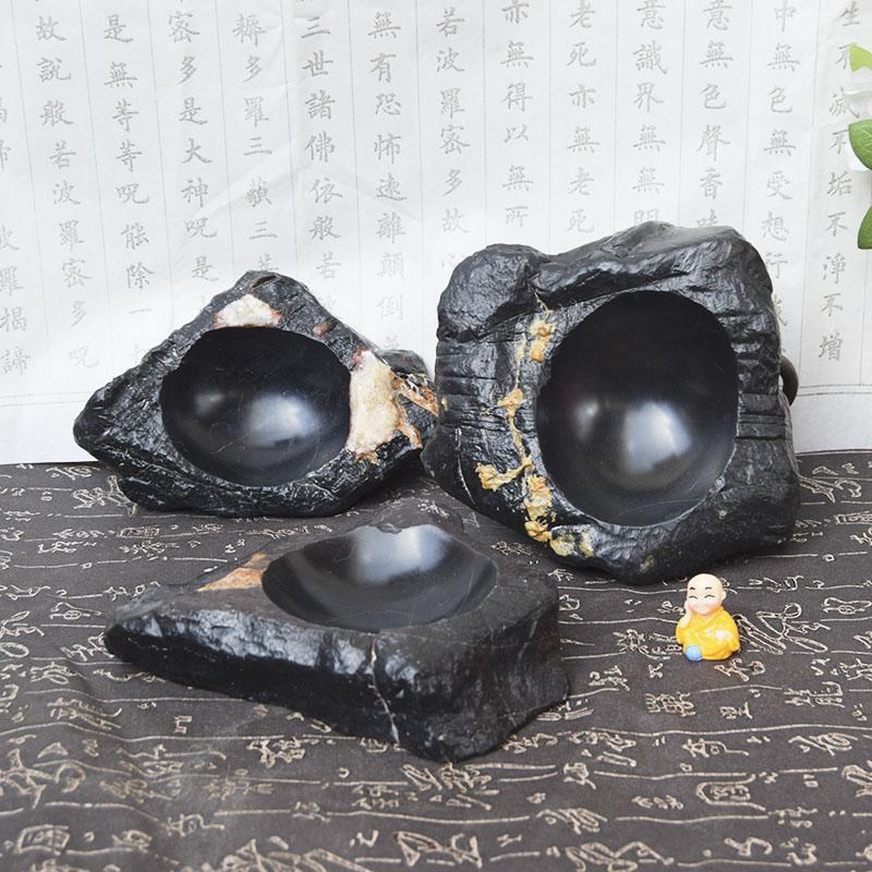 天然原石砚台灵璧石奇石随型笔舔墨海墨碟不带盖书法石头砚多功能