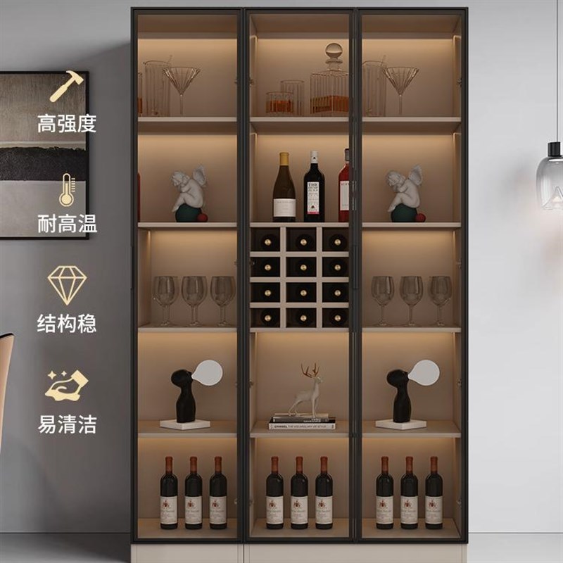轻奢玻璃门酒柜客厅2024新款靠墙家用小型展示柜书柜手办柜置物架