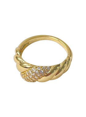 青岛美琳厂家闪钻螺旋戒指立体不规则交错满钻精致指环套装组合