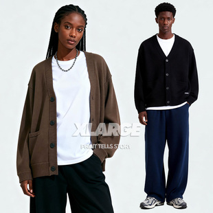 XLARGE潮牌街头宽松休闲百搭外套2025年秋冬新款男款OG针织开衫