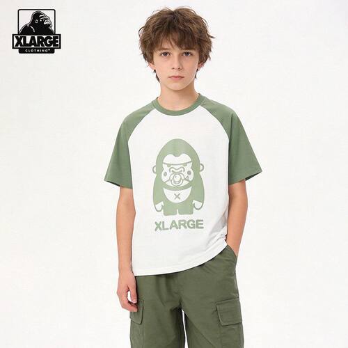 XLARGE儿童圆领插肩袖上衣男女童2026年夏季新款凉感速干短袖T恤