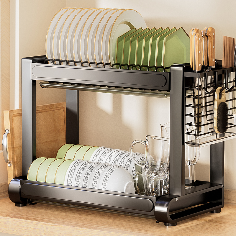 厨房不锈钢e碗碟架沥水架碗筷收纳盒碗盘置物架多层落地置物架
