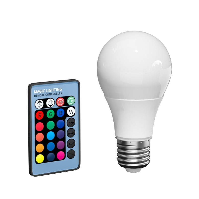 led彩色遥控灯泡e27螺口家用装饰球泡调光抖音拍照补光情调氛围灯