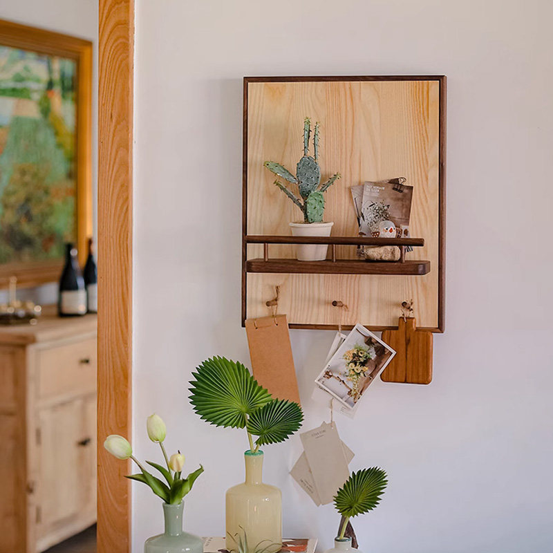 檀木红樱桃电表箱装饰画遮挡箱玄关实木置物架收纳壁饰挂衣架壁挂