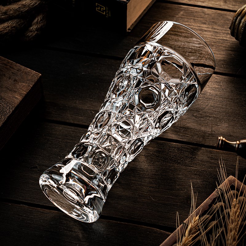 创意刻花玻璃啤酒杯家用高颜值雕花精酿杯扎啤杯大容量高档喝水杯