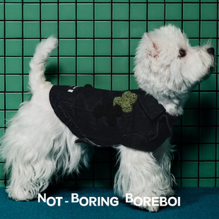 重磅布料水洗做旧 人宠亲子装 牛仔夹克中小型犬西高地灵缇