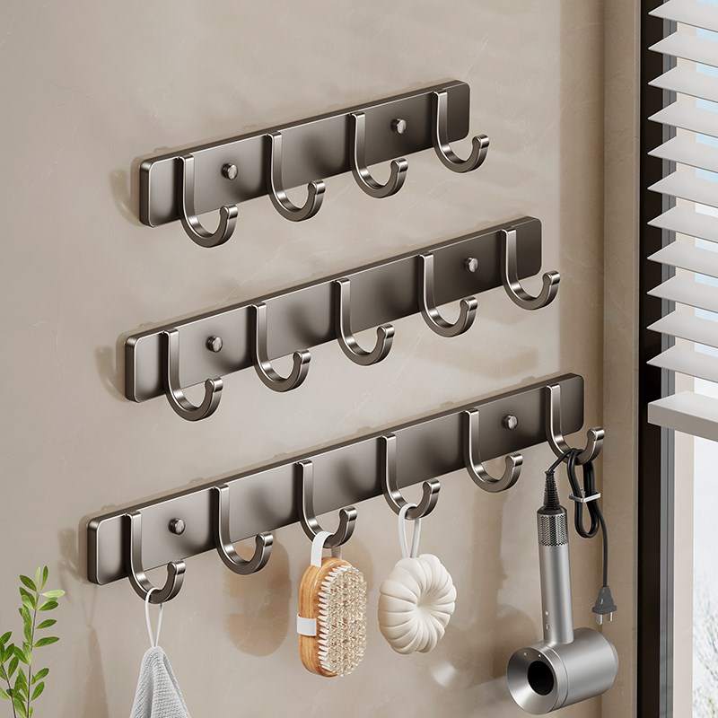 挂钩免打孔强力粘胶墙壁卫生间太空铝挂衣K钩毛巾衣架浴室厨房门