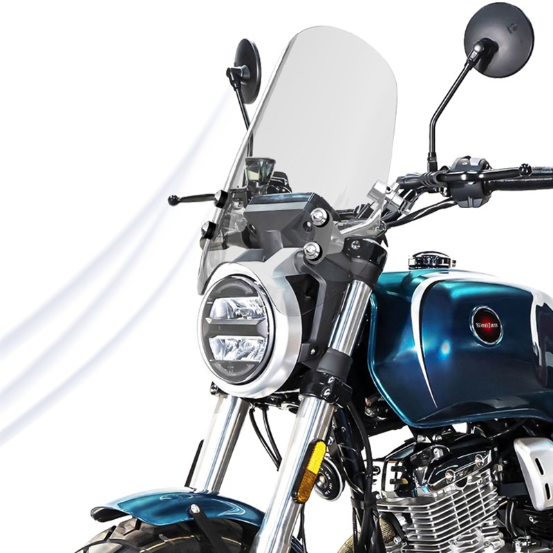 适用摩托车望江CB150R前风挡玻璃改装覆古巡航太子透明挡风板配件