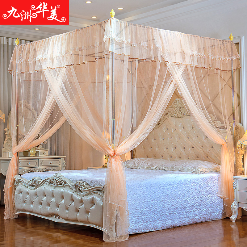 蚊帐支架杆加粗加厚不锈钢落地老式单双人床帘公主风2021新款家用