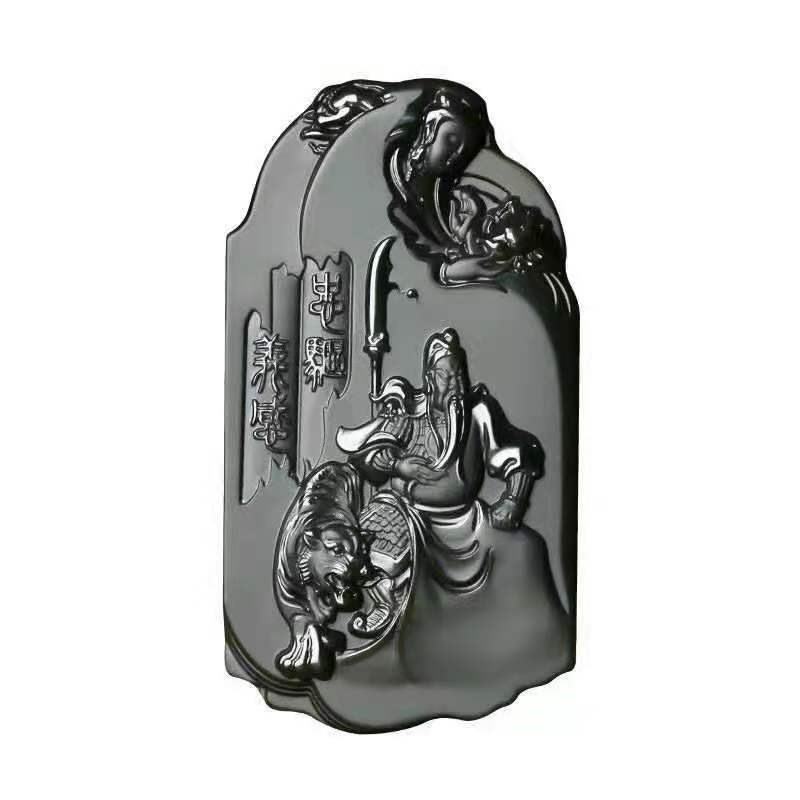 和田玉塔青男女款关公观音老虎玉吊坠生.肖虎武财神