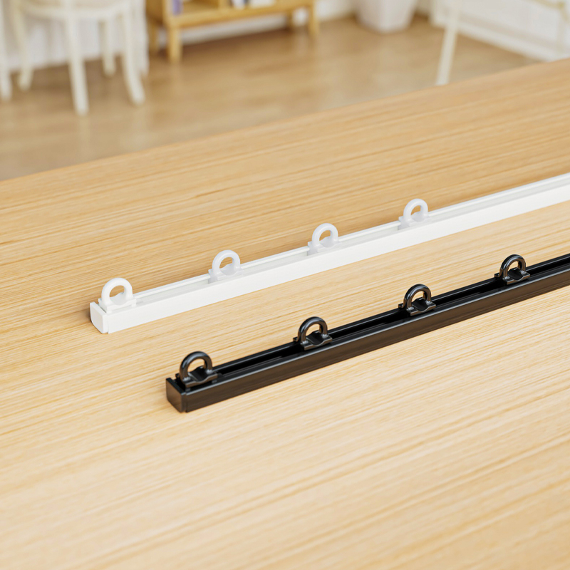 极窄窗帘轨道滑轮阳台极简v直轨顶装超薄静音内开窗打孔单轨轨道