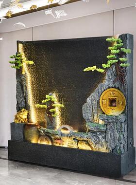 新中式假山喷泉流水摆件水幕墙别墅庭院客厅酒吧阳台落地鱼池水景