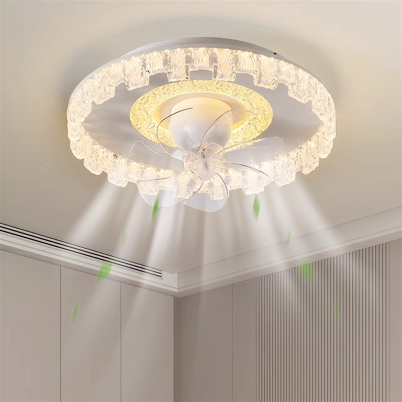 2025新款现代简约高端一帘幽梦灯高端冰晶亚克力风扇灯卧室吸顶灯