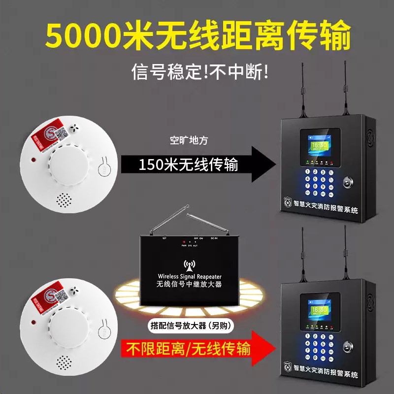 烟雾感应报警器智能商用无线烟感消防专用系统温感联网火灾警报器