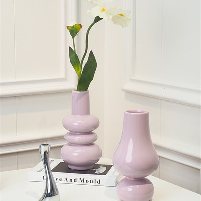 YOOFUN北欧风简约不规则陶瓷花瓶F餐桌玄关插花瓶家用装饰干花瓶