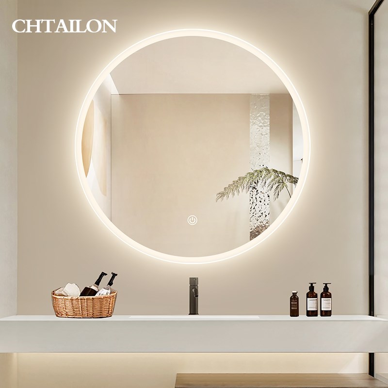 智能LED浴室镜卫生间镜子卫浴镜壁挂墙洗漱台厕所镜圆形化妆灯镜