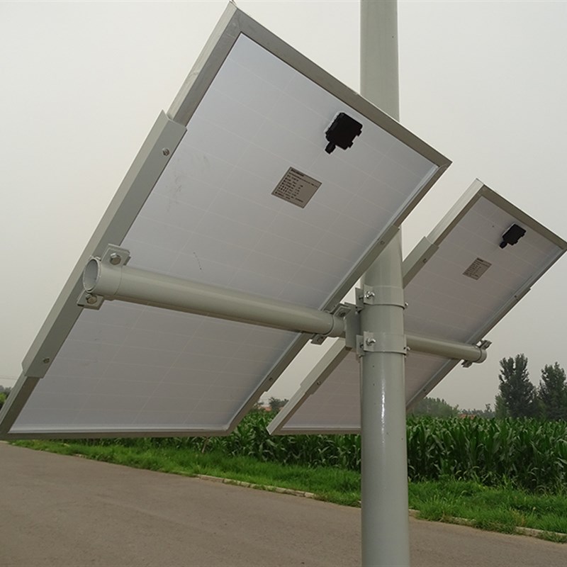 定制两块双太阳能板光伏风力发电机电池横臂抱箍抱杆安装固定支架