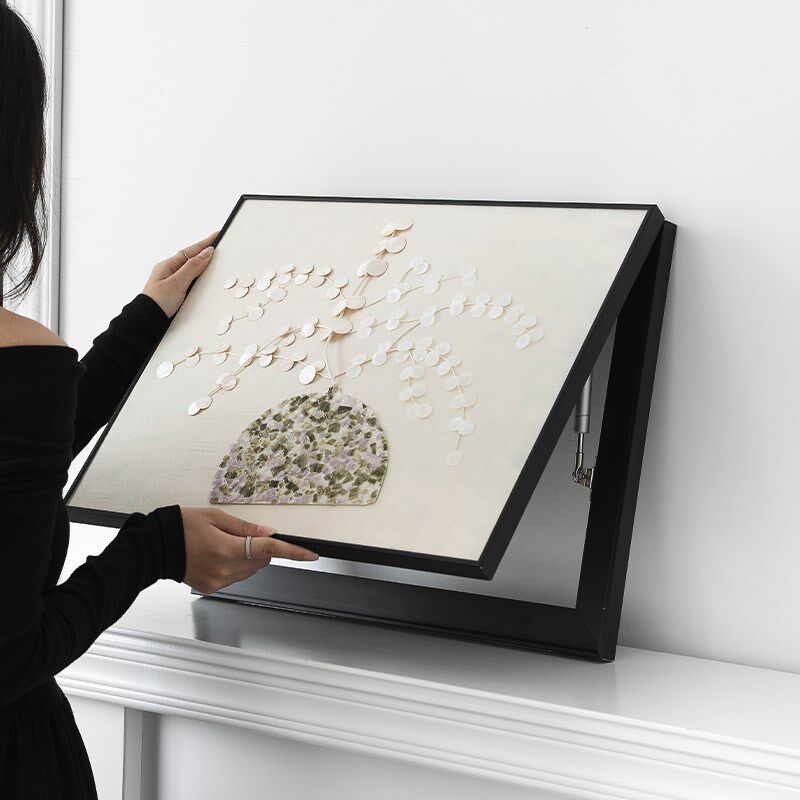 2025新款电表箱挂画法式贝壳拉杆装饰画高档弱电闸开关盒遮挡壁饰