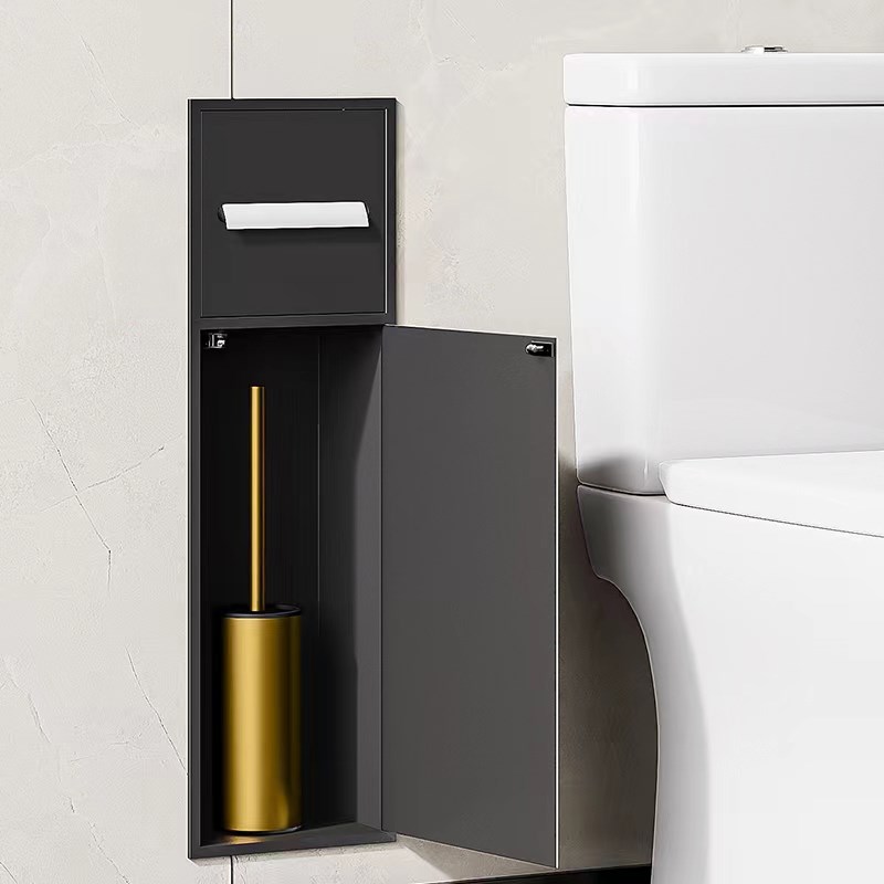 不锈钢壁龛化妆室浴室金属嵌入式垃圾桶柜成品马桶边可定制尺寸