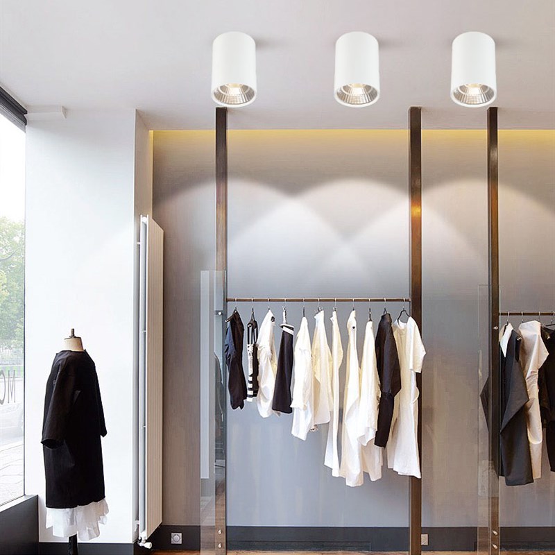 led射灯明装筒灯防眩目全光谱长筒吊线聚光射灯免开孔客厅吸顶灯