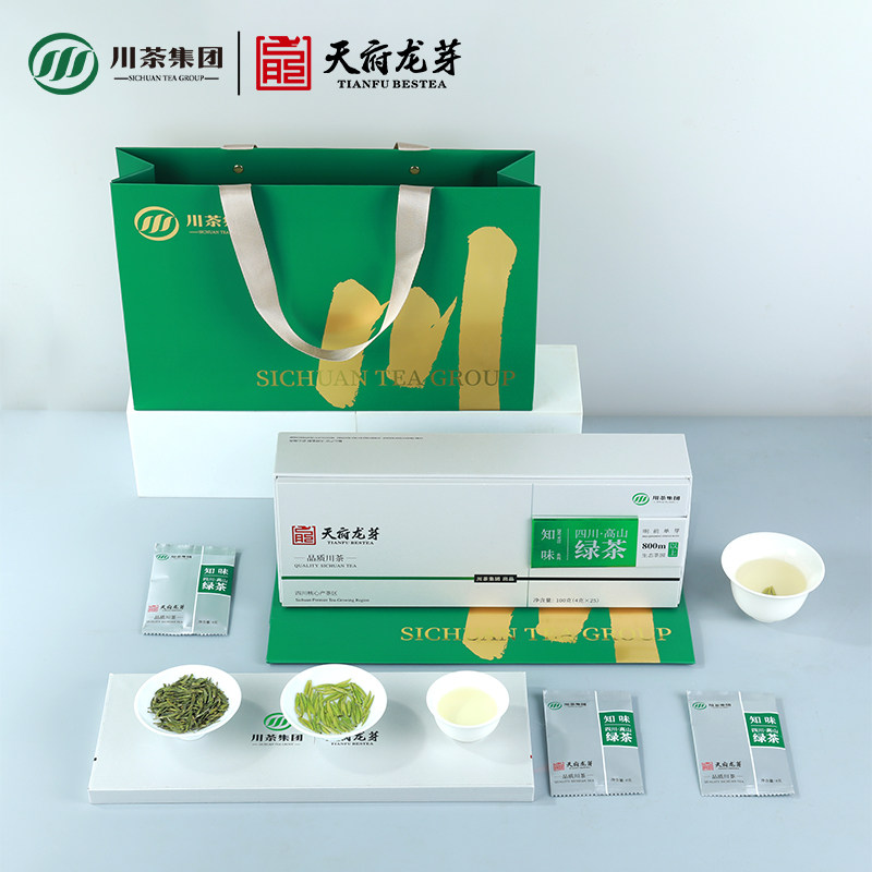 川茶集团天府龙芽知味绿茶特级明前单芽茶叶雀舌礼盒4g*25袋
