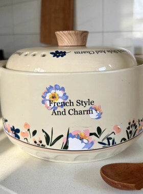 雅致法式风情锂瓷砂锅复古家用炖煮焖煲一锅多用明火干烧不裂砂锅