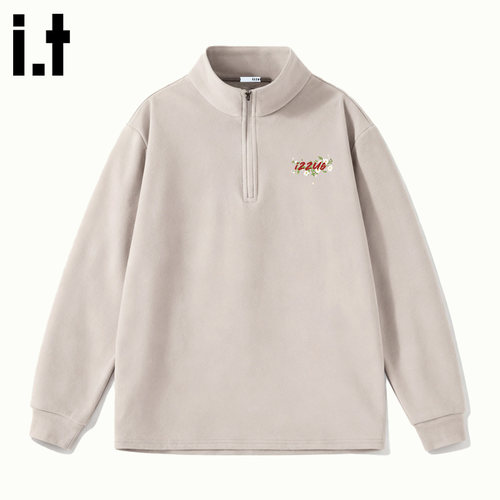 itizzue男半拉链双面绒立领长袖