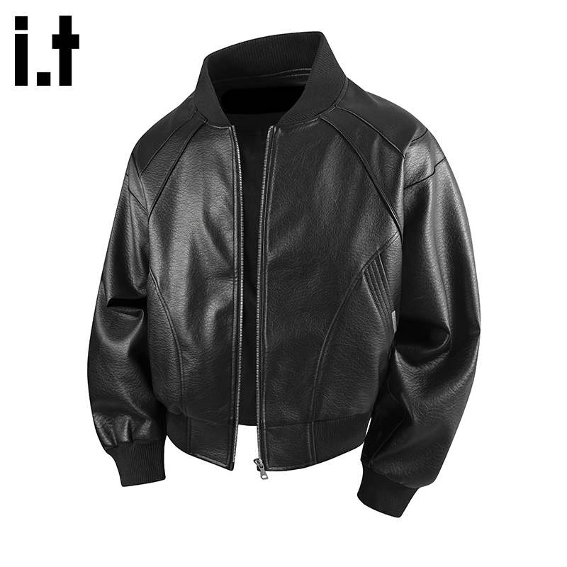 i.tizzue美式廓形皮衣外套男士