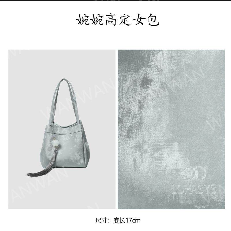 WANWAN时尚百搭女士轻奢风新中式单肩款水桶包BV3889-银灰色