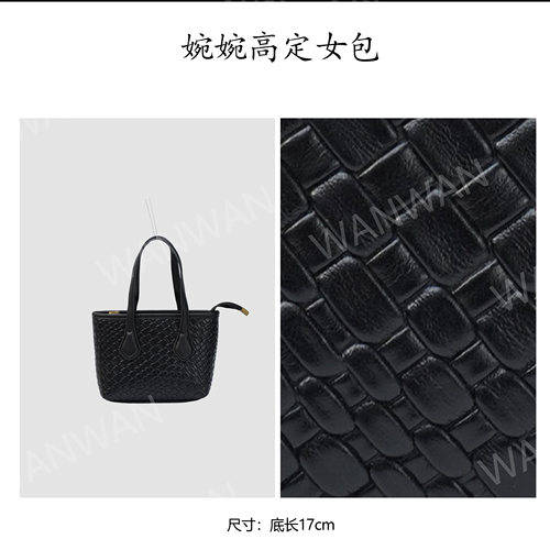IEIS新款时尚百搭女士轻奢风单肩斜挎手提托特女包TK17914-黑色