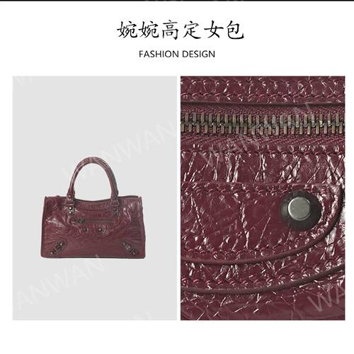 IEIS新款时尚百搭女士轻奢风单肩手提斜挎包BV4419-勃艮第红