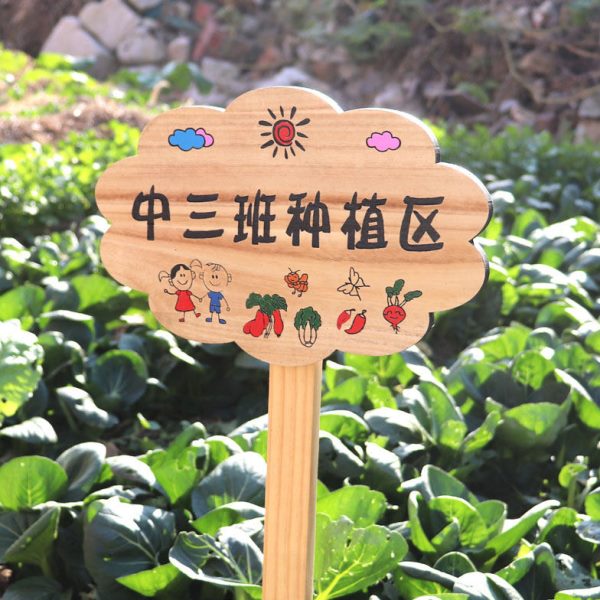 实木园艺植物标签牌木质插地牌户外指示标识牌幼儿园菜园告示木牌图片