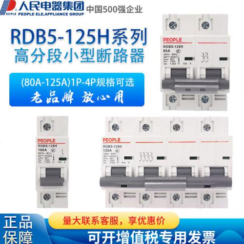 人民电器高分段小型断路器RDB5-125H 1 2 3 4P 80A 100A 125A三相
