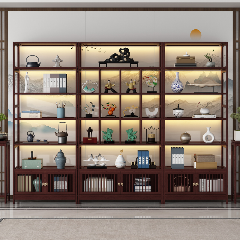 博古架实木d中式茶叶柜茶具架子摆件展示柜客厅多宝阁茶架子置物