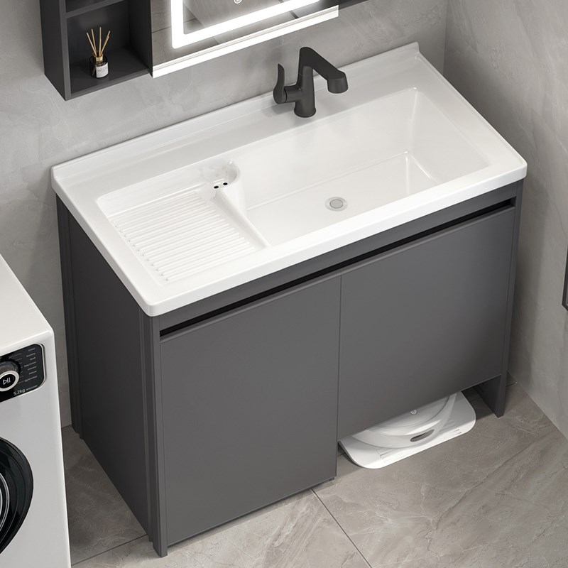 扫地机器人浴室柜组合阳台洗衣一体柜卫生间洗手盆带搓Z板洗衣槽