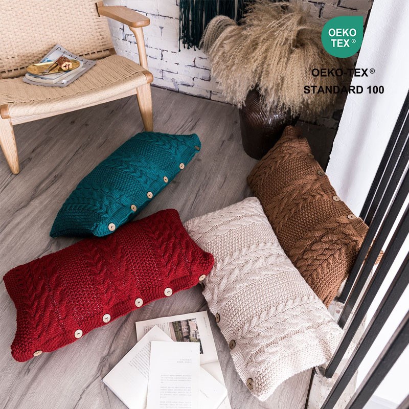 日式针织长腰抱枕靠枕q毛线创意家居沙发靠垫套抱枕壳可拆洗软装