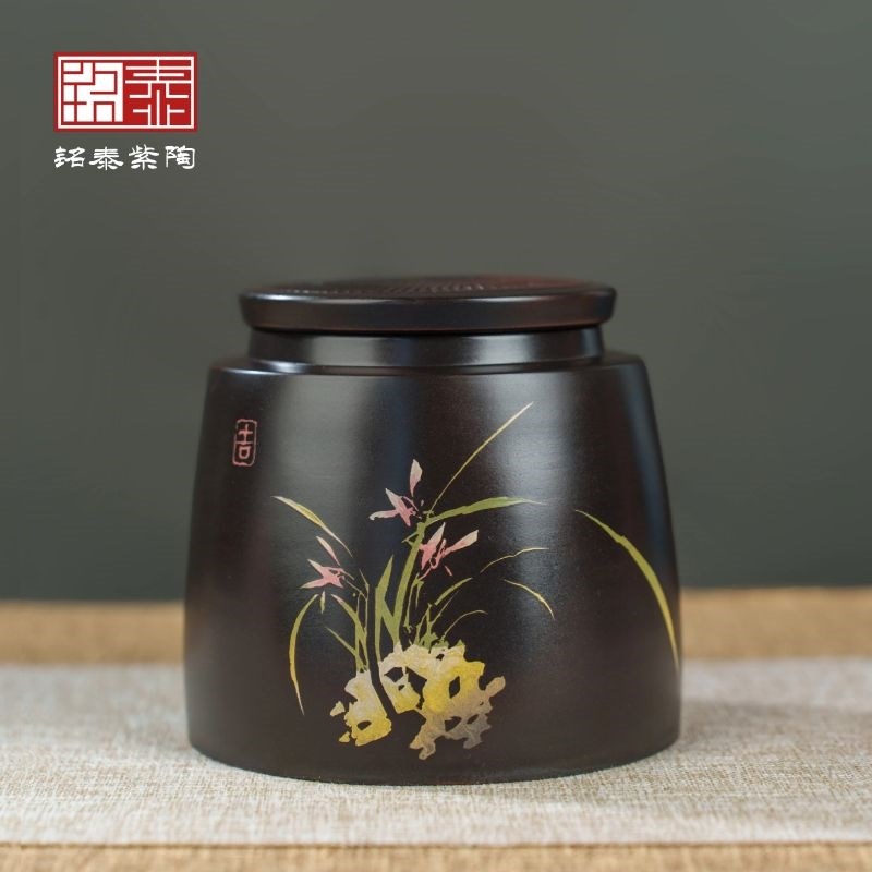 建水紫陶斗茶罐迷你便携茶叶罐家用密封罐小号散茶罐W醒茶高档精