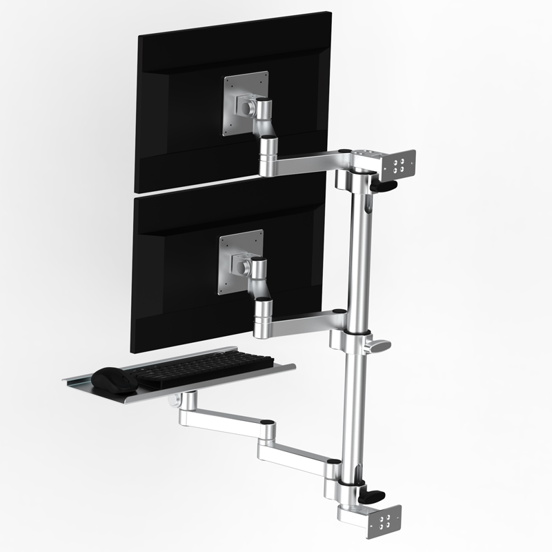 双屏显示器支架一体机工业键盘机械悬臂壁挂式自动T化设备带键盘