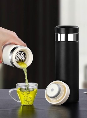 一键单手速开保温杯加厚茶水分离泡茶水杯31O6家用杯子刻字log