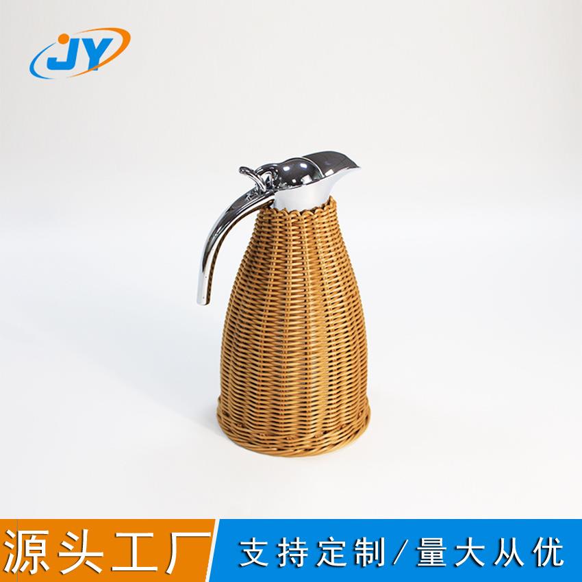 现货藤编水壶 仿藤水壶 水壶编藤装饰 创意茶壶藤编厂家直销