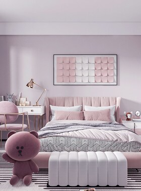 壁布简约现代温馨浪漫婚房公y主房浅紫色公主粉纯色无缝全屋墙布