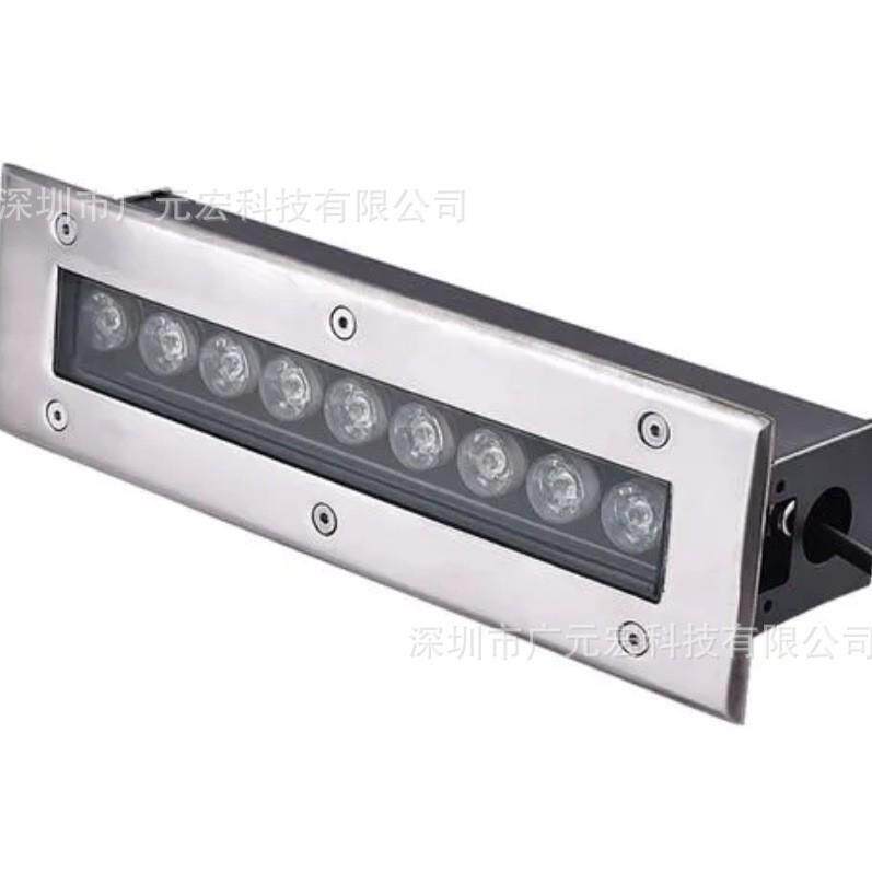 LED长方形地埋灯6W12W18W24W36W水下七彩灯不锈钢AC24V嵌入式RGB