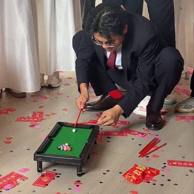 迷你小台球桌接亲小游戏道具拦门堵门结婚伴郎伴娘互动拍照氛围感