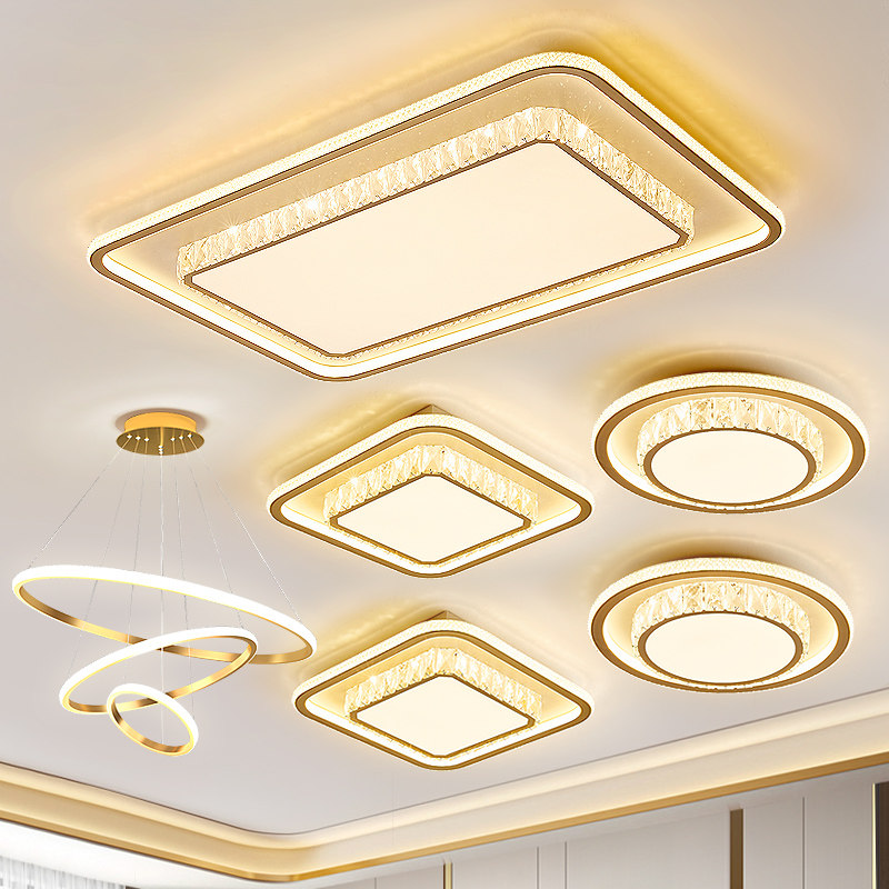 led水晶吸顶灯轻奢大气客厅灯简约现代长方形卧室灯餐厅灯具套装