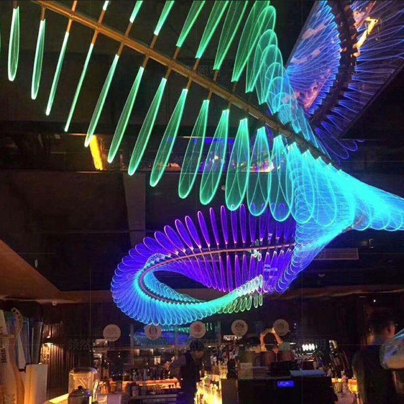 ktv酒吧氛围龙骨吊灯异形清吧餐厅吧台七彩装饰灯具非标工程