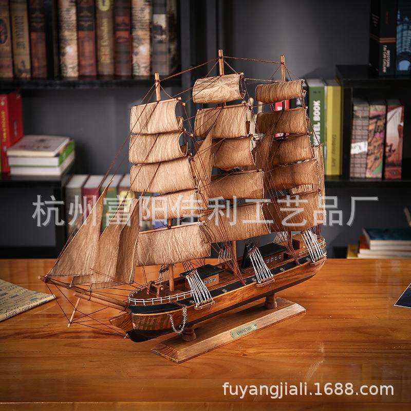 松木帆船景区工艺品摆件家居办公室摆件欧式风格饰品70公分