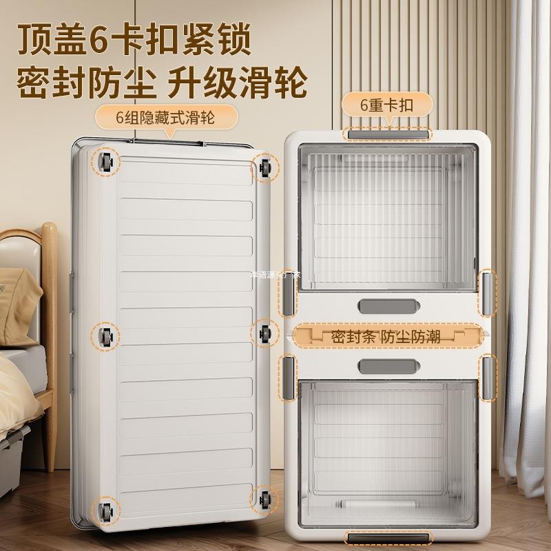 家用抽屉式衣服被子收纳带轮透明床底收纳箱防尘密封储物箱