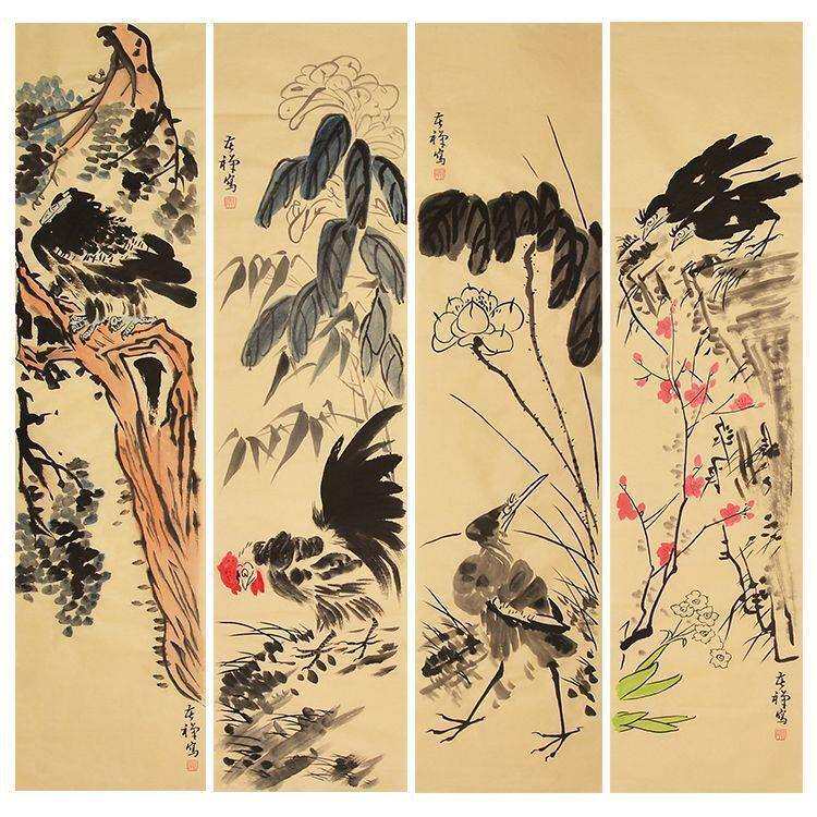 名画家李苦禅写意画纯手绘装饰画国画水墨画办公室画客厅画玄关画